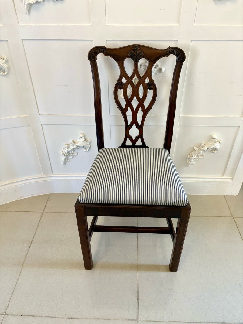 Set of 8 Antique Edwardian Quality Mahogany Dining Chairs - Image 11